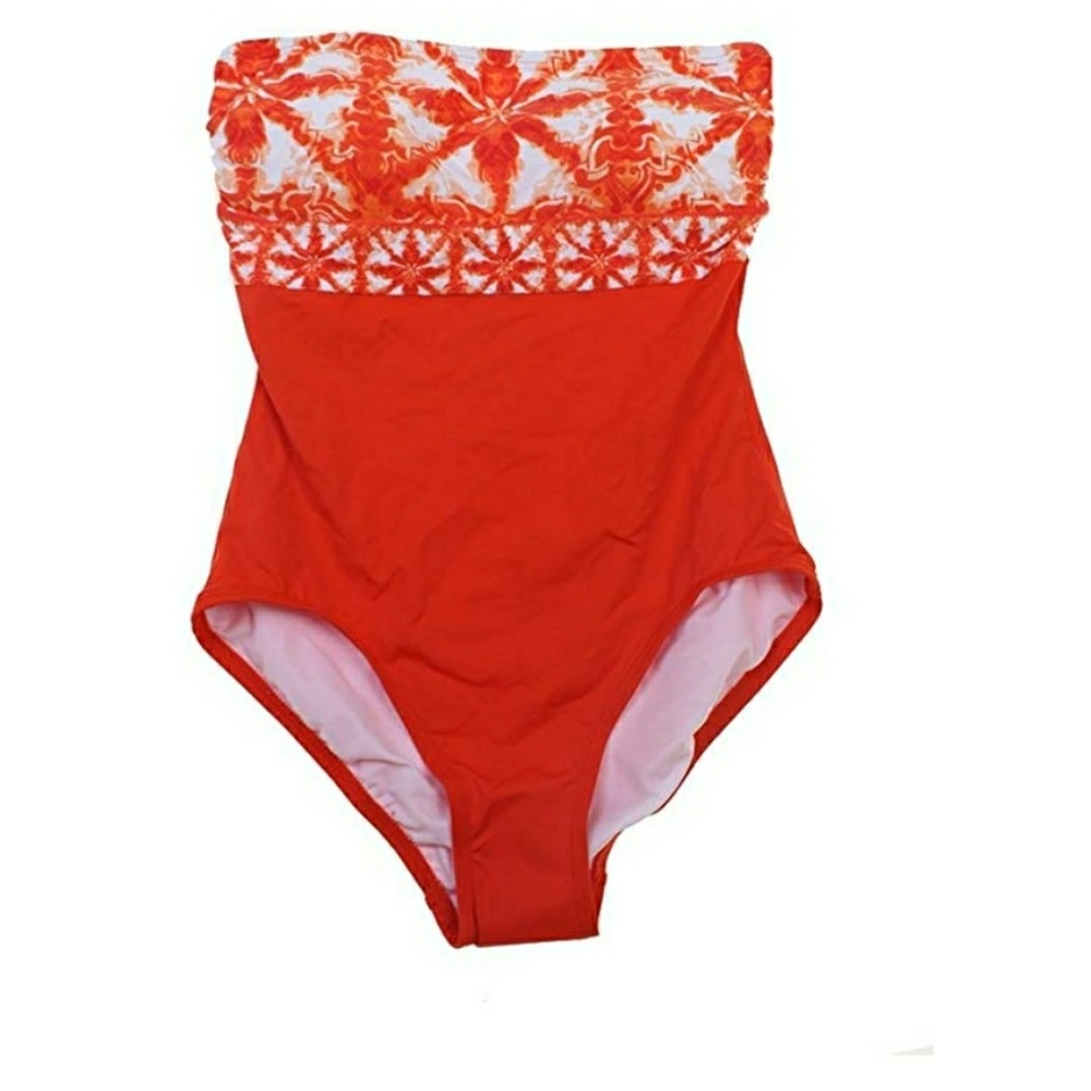 Michael Kors Orange Tile one Piece Bathing Suit 8 - Picture 2 of 7